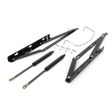 JUEGO DE BISAGRA CANAPE CON RESORTE DE GAS Y SISTEMA DE ENGANCHE CON BULONES ROSCA M8 FUERZA PISTÓN 900N