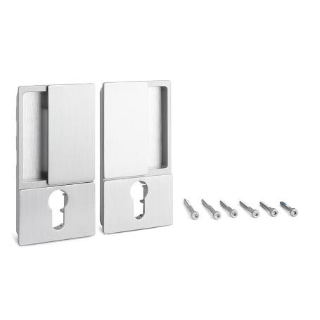 MANILLA WAVE PARA PUERTA CORREDERA CON CERRADURA CILÍNDRICA - ENRASADA EN CROMO SATINADO, NEGRO MATE O BLANCO MATE 