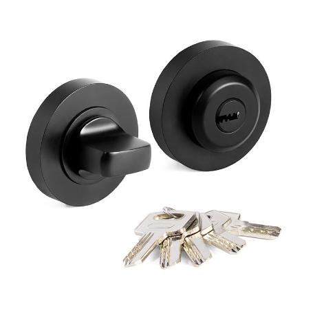 MULETILLA CON LLAVE Ø50X10MM NEGRO MATE / NIQUEL SATINADO / PULIDO BRILLO ACABADO NEGRO MATE