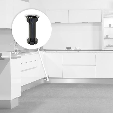 EMUCA LOTE DE 10 KITS DE PIES NIVELADORES PARA MUEBLE BONE, CON BASE PREMONTADA, ALTURA 120MM, REGULABLE 118-135MM,