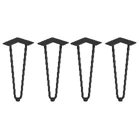 EMUCA LOTE DE 4 PATAS HAIRPIN DE 2 VARILLAS PARA MESA, ALTURA 400MM, ACERO, PINTADO NEGRO
