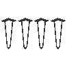 EMUCA LOTE DE 4 PATAS HAIRPIN DE 2 VARILLAS PARA MESA, ALTURA 400MM, ACERO, PINTADO NEGRO