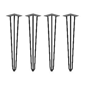 EMUCA LOTE DE 4 PATAS HAIRPIN DE 3 VARILLAS PARA MESA, ALTURA 710MM, ACERO, PINTADO NEGRO