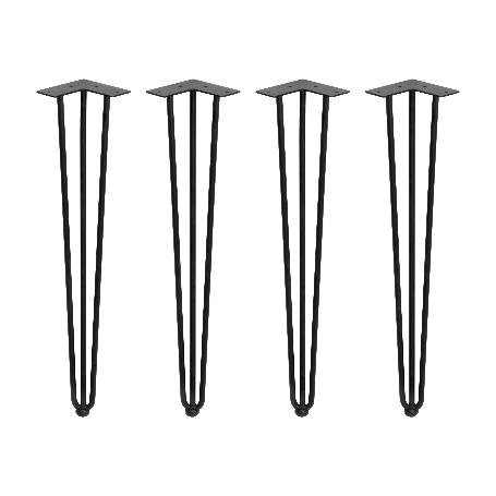 EMUCA LOTE DE 4 PATAS HAIRPIN DE 3 VARILLAS PARA MESA, ALTURA 710MM, ACERO, PINTADO NEGRO