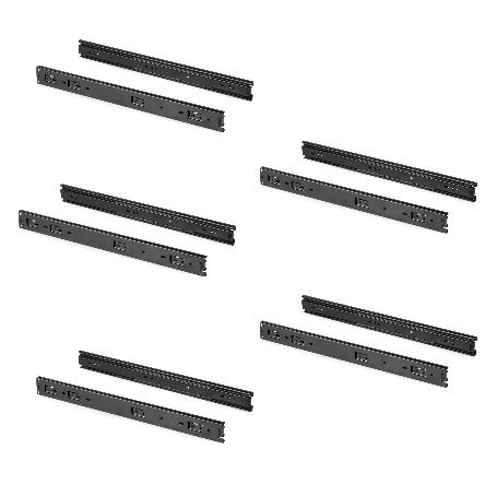 EMUCA LOTE DE 5 JUEGOS DE GUÍAS PARA CAJONES, DE BOLAS, ALTURA 45MM, PROFUNDIDAD 500MM, EXTRACCIÓN TOTAL, NEGRO