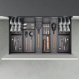 EMUCA ORGANIZADOR ORDERBOX PARA CAJÓN, 150X470MM, ACERO Y MADERA, GRIS ANTRACITA