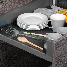 EMUCA CAJÓN EXTERIOR VERTEX 40KG CON LATERAL DE VIDRIO DE ALTURA 131MM, PROFUNDIDAD 450MM, ACERO Y ALUMINIO Y CRIST