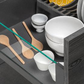 EMUCA CAJÓN EXTERIOR VERTEX 40KG CON LATERAL DE VIDRIO DE ALTURA 178MM, PROFUNDIDAD 450MM, ACERO Y ALUMINIO Y CRIST