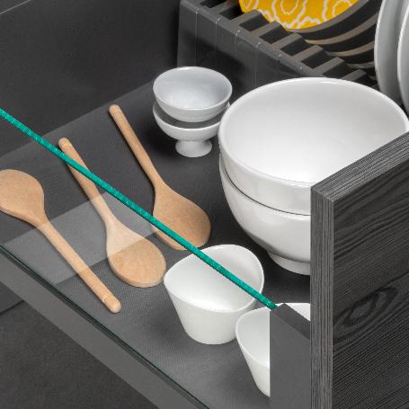 EMUCA CAJÓN EXTERIOR VERTEX 40KG CON LATERAL DE VIDRIO DE ALTURA 178MM, PROFUNDIDAD 450MM, ACERO Y ALUMINIO Y CRIST