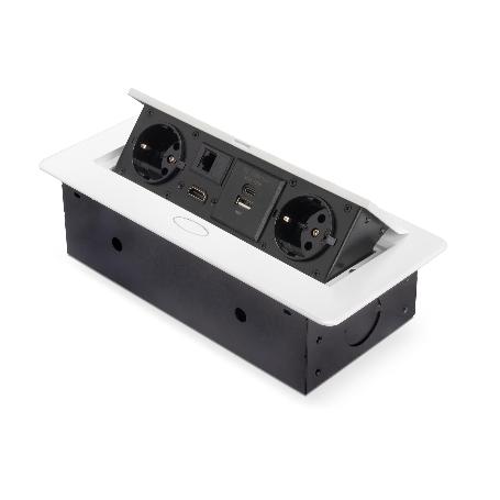 EMUCA MULTICONECTOR ATOM 26, 225X111MM, 2 ENCHUFES TIPO SCHUKO, 1 USB TIPO A, 1USB TIPO C, 1 RJ45, 1 HDMI, ZAMAK-AC