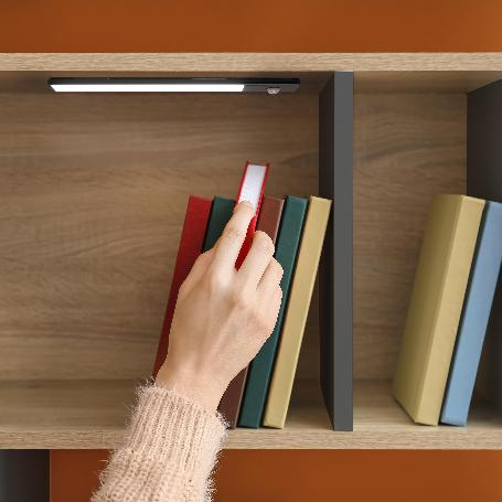 EMUCA APLIQUE LED RECARGABLE POR USB KAUS BLACK CON SENSOR DE MOVIMIENTO, L400MM, PLÁSTICO Y ALUMINIO, PINTADO NEGR