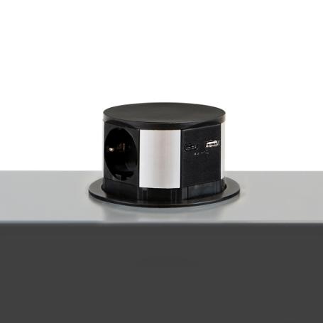 EMUCA MULTICONECTOR EXTRAÍBLE VERTIKAL PUSH DIÁMETRO 100MM, 3 ENCHUFES TIPO SCHUKO, 1 USB TIPO A, 1 USB TIPO C, ACE