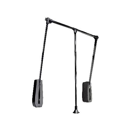 EMUCA COLGADOR ABATIBLE PARA PARED HANG, ANCHO REGULABLE 600-830MM, ACERO Y PLÁSTICO, PINTADO NEGRO