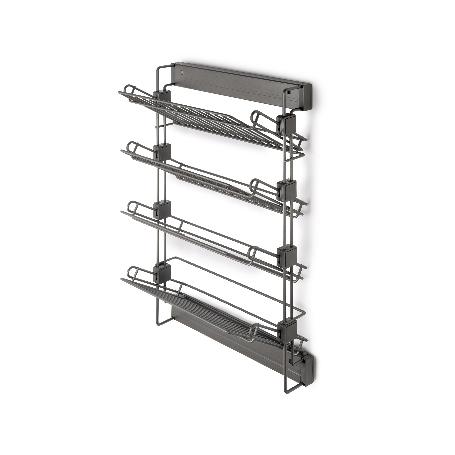 EMUCA ZAPATERO LATERAL EXTRAÍBLE PARA ARMARIOS Y VESTIDORES QUARTZ, DERECHA, ACERO, TITANIO