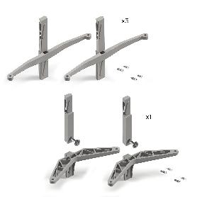 EMUCA KIT DE SOPORTES PARA 3 ESTANTES DE MADERA Y 1 MÓDULO PARA LA ESTRUCTURA ZERO, ZAMAK, PINTADO COLOR GRIS PIEDR