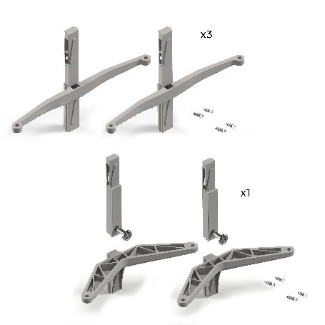 EMUCA KIT DE SOPORTES PARA 3 ESTANTES DE MADERA Y 1 MÓDULO PARA LA ESTRUCTURA ZERO, ZAMAK, PINTADO COLOR GRIS PIEDR