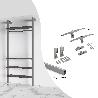 EMUCA KIT DE SOPORTES PARA 4 ESTANTES DE MADERA Y 1 BARRA DE COLGAR DE LONGITUD 1M ZERO, ALUMINIO Y ZAMAK Y PLÁSTIC