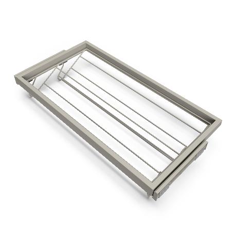 EMUCA KIT DE ZAPATERO METÁLICO Y BASTIDOR CON GUÍAS CIERRE SUAVE PARA ARMARIO, REGULABLE, MÓDULO 900MM, GRIS PIEDRA