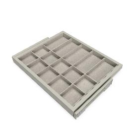 EMUCA KIT DE CAJÓN ORGANIZADOR CON BASTIDOR DE GUÍAS CON CIERRE SUAVE PARA ARMARIO, REGULABLE, MÓDULO 600MM, GRIS P