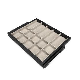 EMUCA KIT DE CAJÓN ORGANIZADOR Y BASTIDOR DE GUÍAS CON CIERRE SUAVE PARA ARMARIO, REGULABLE, MÓDULO 600MM, NEGRO TE