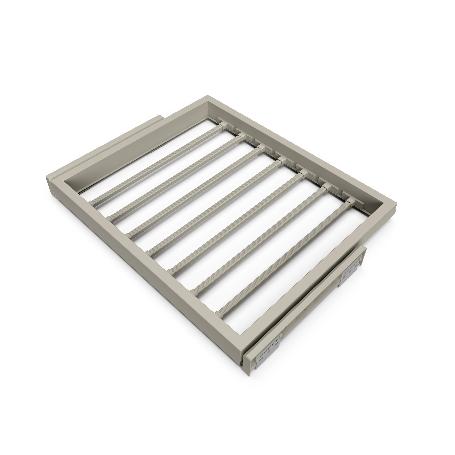 EMUCA KIT DE 7 VARILLAS PANTALONERO Y BASTIDOR DE GUÍAS HACK PARA ARMARIOS, CIERRE SUAVE, REGULABLE, MÓDULO 600MM, 