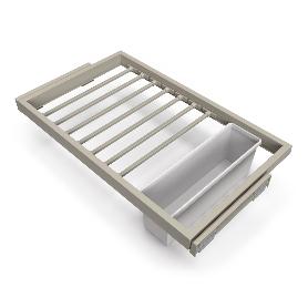 EMUCA KIT DE 7 VARILLAS PANTALONERO, 1 BANDEJA Y BASTIDOR DE GUÍAS CON CIERRE SUAVE PARA ARMARIOS, REGULABLE, MÓDUL