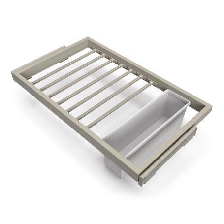 EMUCA KIT DE 7 VARILLAS PANTALONERO, 1 BANDEJA Y BASTIDOR DE GUÍAS CON CIERRE SUAVE PARA ARMARIOS, REGULABLE, MÓDUL