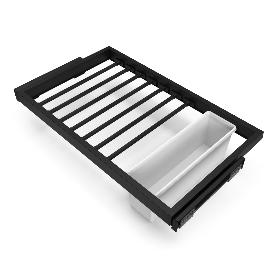 EMUCA KIT DE 7 VARILLAS PANTALONERO, 1 BANDEJA Y BASTIDOR DE GUÍAS CON CIERRE SUAVE PARA ARMARIOS, REGULABLE, MÓDUL