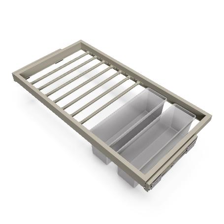 EMUCA KIT DE 7 VARILLAS PANTALONERO, 2 BANDEJAS Y BASTIDOR DE GUÍAS CON CIERRE SUAVE PARA ARMARIOS, REGULABLE, MÓDU