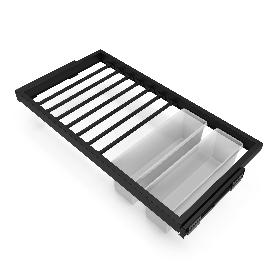 EMUCA KIT DE 7 VARILLAS PANTALONERO, 2 BANDEJAS Y BASTIDOR DE GUÍAS CON CIERRE SUAVE PARA ARMARIOS, REGULABLE, MÓDU