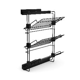 EMUCA ZAPATERO LATERAL EXTRAÍBLE PARA ARMARIOS Y VESTIDORES HACK, IZQUIERDA, ACERO, PINTADO NEGRO TEXTURIZADO