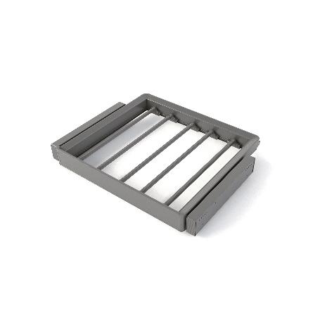 EMUCA KIT DE PANTALONERO DE 7 VARILLAS Y BASTIDOR REGULABLE QUARTZ PARA ARMARIOS, GUÍAS DE CIERRE SUAVE Y EXTRACCIÓ