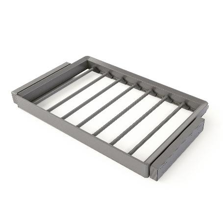 EMUCA KIT DE PANTALONERO DE 7 VARILLAS Y BASTIDOR REGULABLE QUARTZ PARA ARMARIOS, GUÍAS DE CIERRE SUAVE Y EXTRACCIÓ