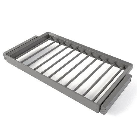 EMUCA KIT DE PANTALONERO DE 7 VARILLAS Y BASTIDOR REGULABLE QUARTZ PARA ARMARIOS, GUÍAS DE CIERRE SUAVE Y EXTRACCIÓ