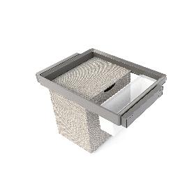 EMUCA KIT DE BANDEJA AUXILIAR, CESTO Y BASTIDOR REGULABLE QUARTZ PARA ARMARIOS, GUÍAS DE CIERRE SUAVE Y EXTRACCIÓN 