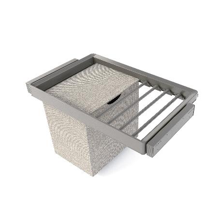 EMUCA KIT DE PANTALONERO DE 7 VARILLAS, CESTO Y BASTIDOR REGULABLE QUARTZ PARA ARMARIOS, GUÍAS DE CIERRE SUAVE Y EX