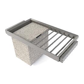 EMUCA KIT DE PANTALONERO DE 7 VARILLAS, CESTO Y BASTIDOR REGULABLE QUARTZ PARA ARMARIOS, GUÍAS DE CIERRE SUAVE Y EX