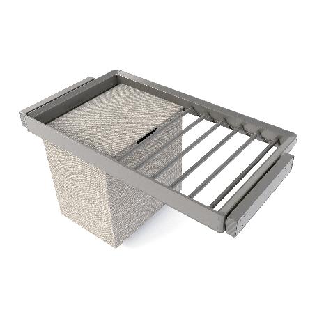 EMUCA KIT DE PANTALONERO DE 7 VARILLAS, CESTO Y BASTIDOR REGULABLE QUARTZ PARA ARMARIOS, GUÍAS DE CIERRE SUAVE Y EX