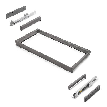 EMUCA BASTIDOR CON GUÍAS DE CIERRE SUAVE Y EXTRACCIÓN TOTAL PARA ACCESORIOS DE ARMARIO QUARTZ, 812-838MM, ALUMINIO 