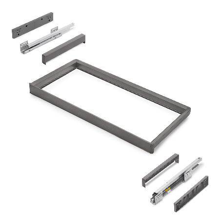 EMUCA BASTIDOR CON GUÍAS DE CIERRE SUAVE Y EXTRACCIÓN TOTAL PARA ACCESORIOS DE ARMARIO QUARTZ, 837-863MM, ALUMINIO 