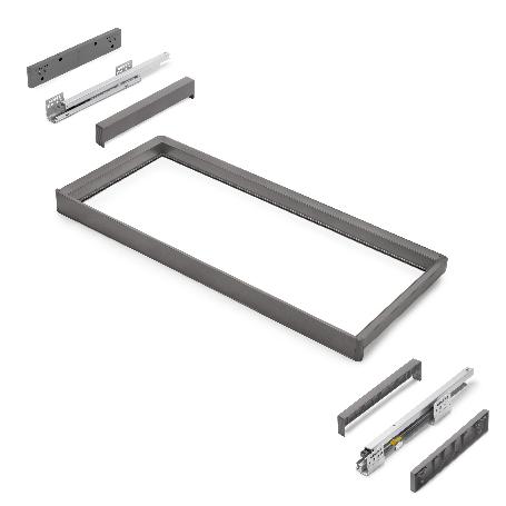 EMUCA BASTIDOR CON GUÍAS DE CIERRE SUAVE Y EXTRACCIÓN TOTAL PARA ACCESORIOS DE ARMARIO QUARTZ, 887-913MM, ALUMINIO 