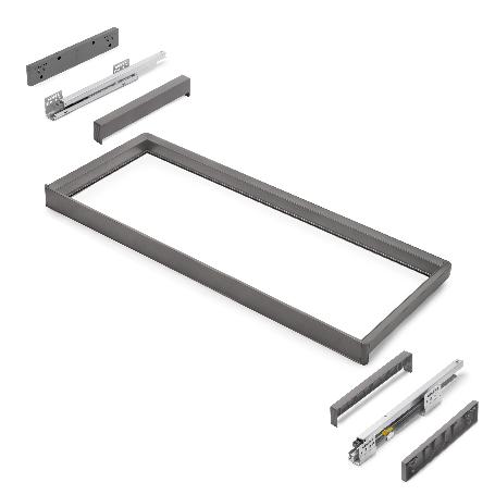 EMUCA BASTIDOR CON GUÍAS DE CIERRE SUAVE Y EXTRACCIÓN TOTAL PARA ACCESORIOS DE ARMARIO QUARTZ, 937-963MM, ALUMINIO 