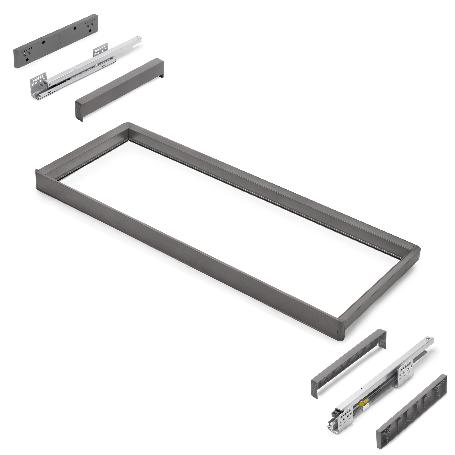 EMUCA BASTIDOR CON GUÍAS DE CIERRE SUAVE Y EXTRACCIÓN TOTAL PARA ACCESORIOS DE ARMARIO QUARTZ, 962-988MM, ALUMINIO 