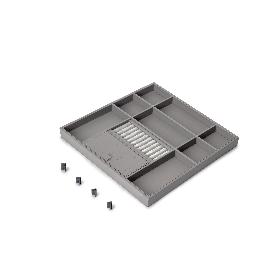 EMUCA CAJÓN ORGANIZADOR PARA ARMARIOS Y VESTIDORES QUARTZ, 440 (M60), ECO-PIEL Y MADERA, TITANIO