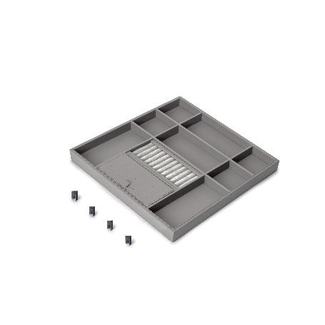 EMUCA CAJÓN ORGANIZADOR PARA ARMARIOS Y VESTIDORES QUARTZ, 440 (M60), ECO-PIEL Y MADERA, TITANIO