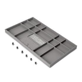 EMUCA CAJÓN ORGANIZADOR PARA ARMARIOS Y VESTIDORES QUARTZ, 740 (M90), PIEL ECOLÓGICA Y MADERA, TITANIO