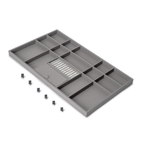 EMUCA CAJÓN ORGANIZADOR PARA ARMARIOS Y VESTIDORES QUARTZ, 740 (M90), PIEL ECOLÓGICA Y MADERA, TITANIO