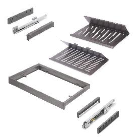EMUCA KIT DE CAJÓN ZAPATERO EXTRAÍBLE PARA ARMARIOS QUARTZ, REGULABLE, MÓDULO 600MM, ACERO, ALUMINIO Y PLÁSTICO, TI