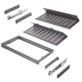 EMUCA KIT DE CAJÓN ZAPATERO EXTRAÍBLE PARA ARMARIOS QUARTZ, REGULABLE, MÓDULO 800MM, ACERO, ALUMINIO Y PLÁSTICO, TI