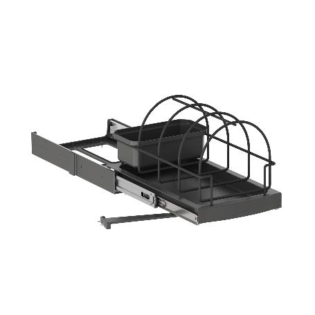 EMUCA BANDEJA PARA ACCESORIOS DE COCINA CON FIJACIÓN INFERIOR Y EXTRACCIÓN MANUAL, PLÁSTICO GRIS ANTRACITA